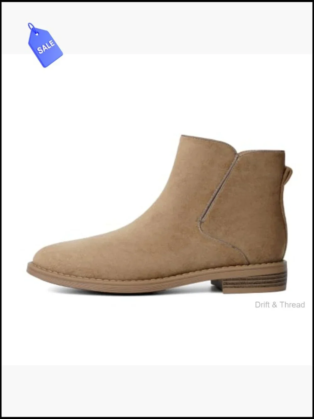 Women's Side Zip Ankle Boots Low Heel Round Toe Faux Leather Booties